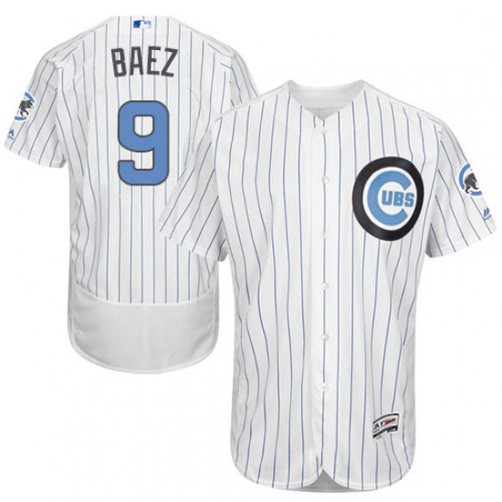 Mens Majestic Chicago Cubs 9 Javier Baez Authentic White 2016 Fathers Day Fashion Flex Base MLB Jers