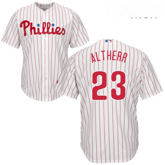 Mens Majestic Philadelphia Phillies 23 Aaron Altherr Replica WhiteRed Strip Home Cool Base MLB Jerse