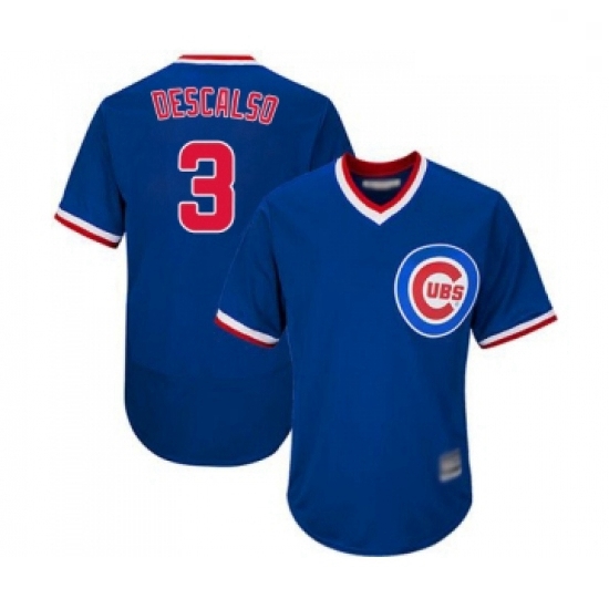 Mens Chicago Cubs 3 Daniel Descalso Royal Blue Cooperstown Flexbase Authentic Collection Baseball Je