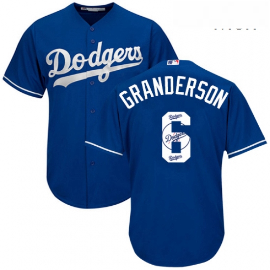 Mens Majestic Los Angeles Dodgers 6 Curtis Granderson Authentic Royal Blue Team Logo Fashion Cool Ba