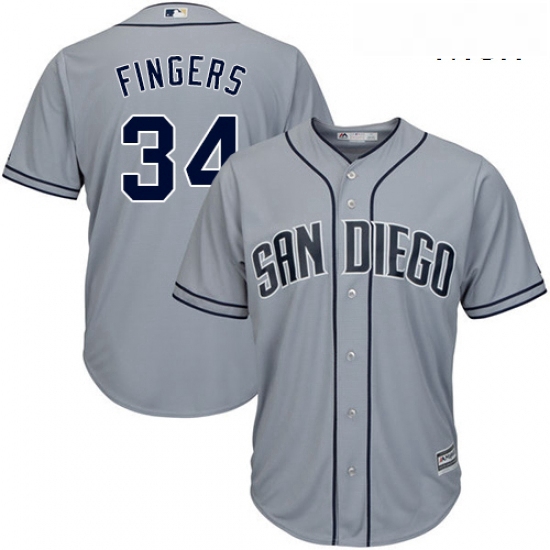 Mens Majestic San Diego Padres 34 Rollie Fingers Replica Grey Ro
