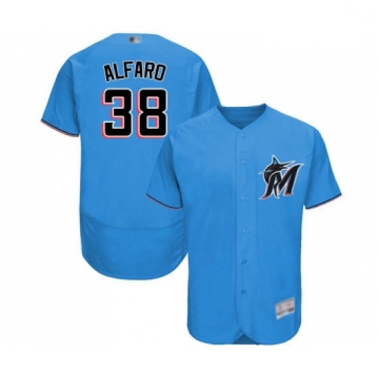 Mens Miami Marlins 38 Jorge Alfaro Blue Alternate Flex Base Auth