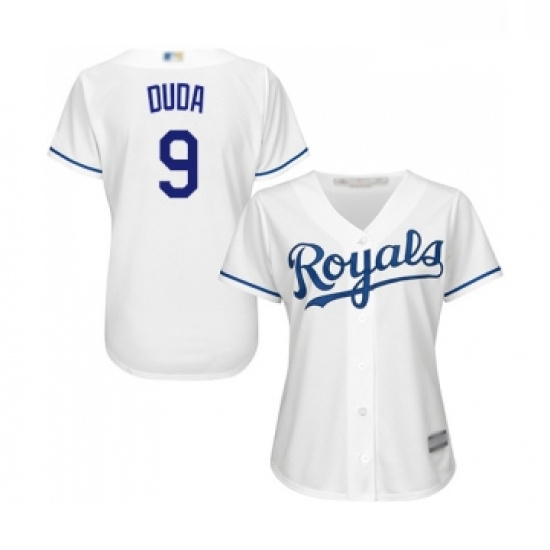 Womens Kansas City Royals 9 Lucas Duda Replica White Home Cool Base Baseball Jersey