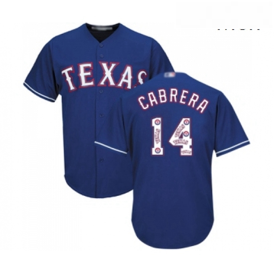 Mens Texas Rangers 14 Asdrubal Cabrera Authentic Royal Blue Team Logo Fashion Cool Base Baseball Jer