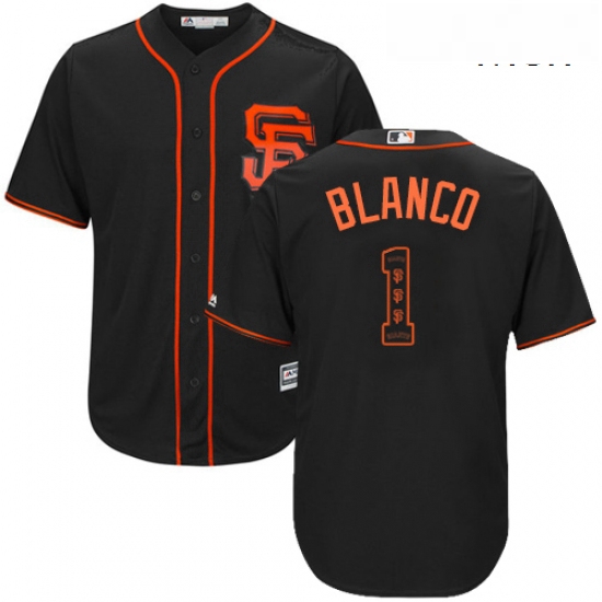 Mens Majestic San Francisco Giants 1 Gregor Blanco Authentic Black Team Logo Fashion Cool Base MLB J