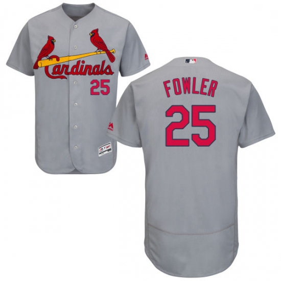 Mens Majestic St Louis Cardinals 25 Dexter Fowler Grey Flexbase Authentic Collection MLB Jersey