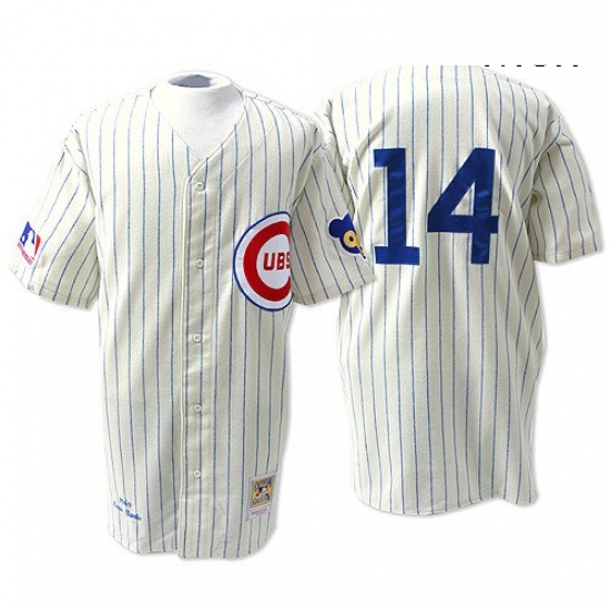 Mens Mitchell and Ness Chicago Cubs 14 Ernie Banks Replica White Throwback MLB Jersey