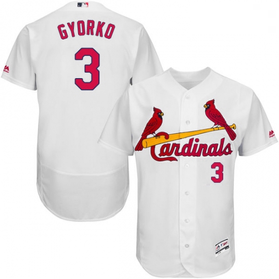 Mens Majestic St Louis Cardinals 3 Jedd Gyorko White Home Flex Base Authentic Collection MLB Jersey