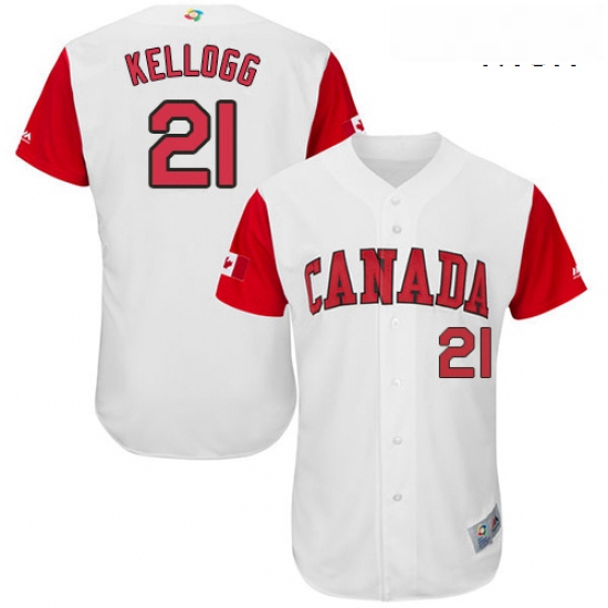 Mens Canada Baseball Majestic 21 Ryan Kellogg White 2017 World Baseball Classic Authentic Team Jerse