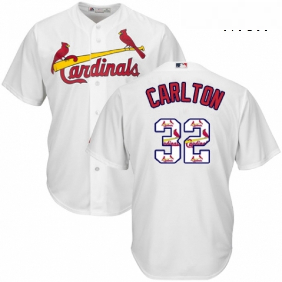 Mens Majestic St Louis Cardinals 32 Steve Carlton Authentic White Team Logo Fashion Cool Base MLB Je