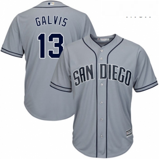 Mens Majestic San Diego Padres 13 Freddy Galvis Replica Grey Roa