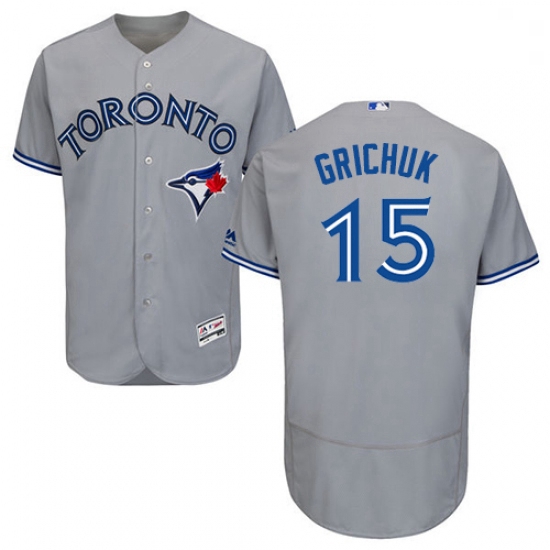 Mens Majestic Toronto Blue Jays 15 Randal Grichuk Grey Road Flex Base Authentic Collection MLB Jerse