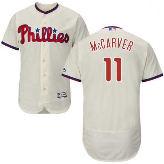 Mens Majestic Philadelphia Phillies 11 Tim McCarver Cream Altern