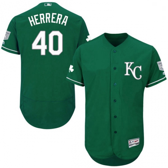 Mens Majestic Kansas City Royals 40 Kelvin Herrera Green Celtic Flexbase Authentic Collection MLB Je