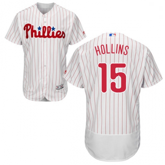 Mens Majestic Philadelphia Phillies 15 Dave Hollins White Home Flex Base Authentic Collection MLB Je