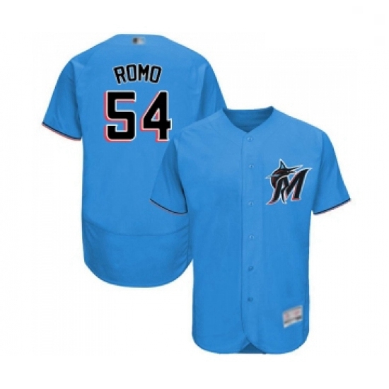 Mens Miami Marlins 54 Sergio Romo Blue Alternate Flex Base Authe