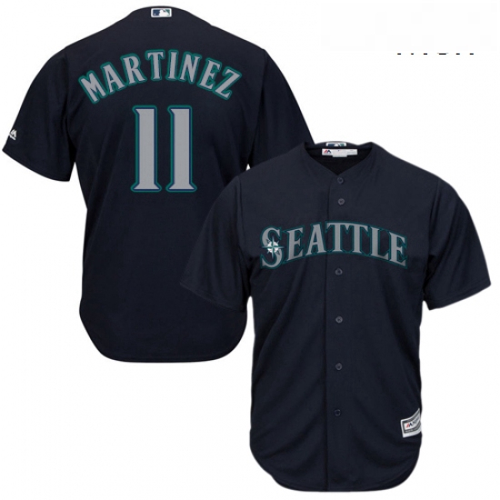 Mens Majestic Seattle Mariners 11 Edgar Martinez Replica Navy Blue Alternate 2 Cool Base MLB Jersey