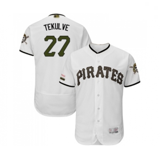 Mens Pittsburgh Pirates 27 Kent Tekulve White Alternate Authentic Collection Flex Base Baseball Jers