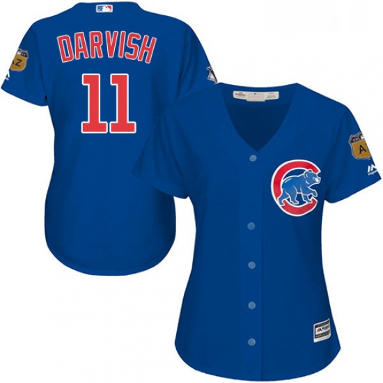 Womens Majestic Chicago Cubs 11 Yu Darvish Replica Royal Blue Alternate MLB Jersey