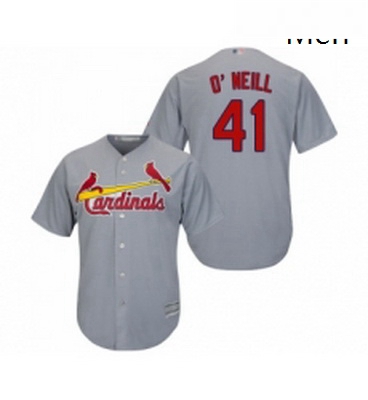 Mens St Louis Cardinals 41 Tyler O Neill Replica Grey Road Cool Base Baseball Jersey