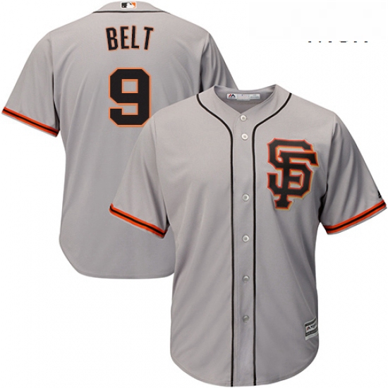 Mens Majestic San Francisco Giants 9 Brandon Belt Replica Grey R