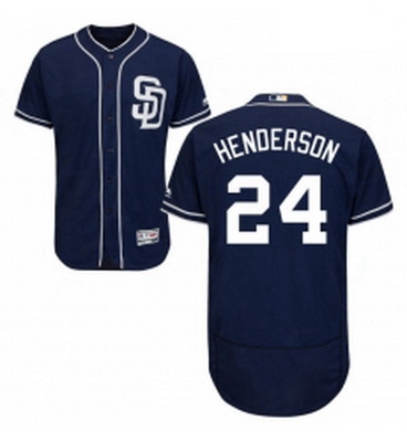 Mens Majestic San Diego Padres 24 Rickey Henderson Navy Blue Alternate Flex Base Authentic Collectio