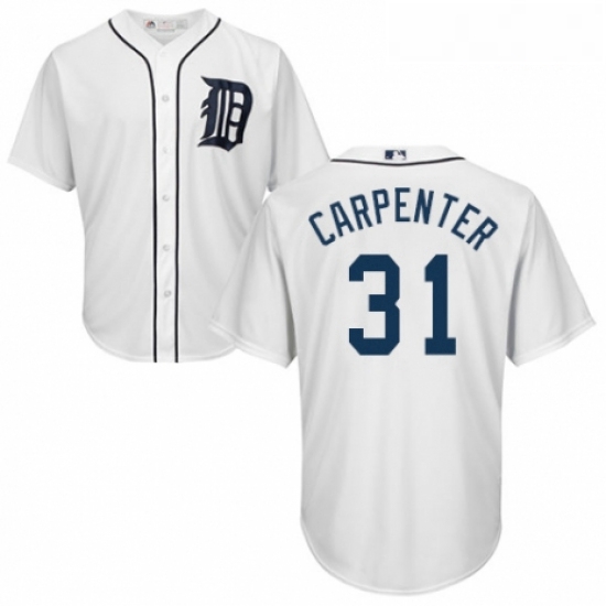 Youth Majestic Detroit Tigers 31 Ryan Carpenter Authentic White Home Cool Base MLB Jersey