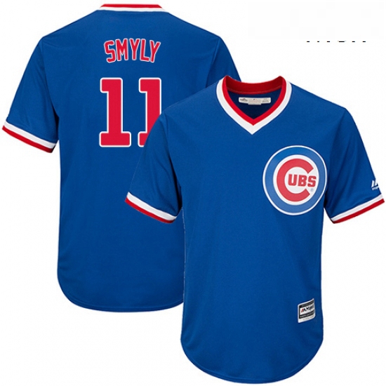 Mens Majestic Chicago Cubs 11 Drew Smyly Replica Royal Blue Coop