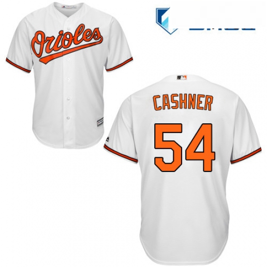 Mens Majestic Baltimore Orioles 54 Andrew Cashner Replica White Home Cool Base MLB Jersey