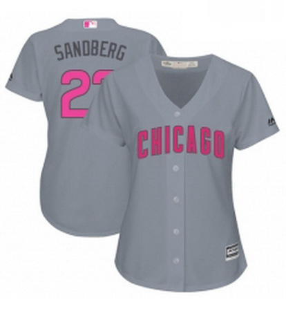 Womens Majestic Chicago Cubs 23 Ryne Sandberg Authentic Grey Mot