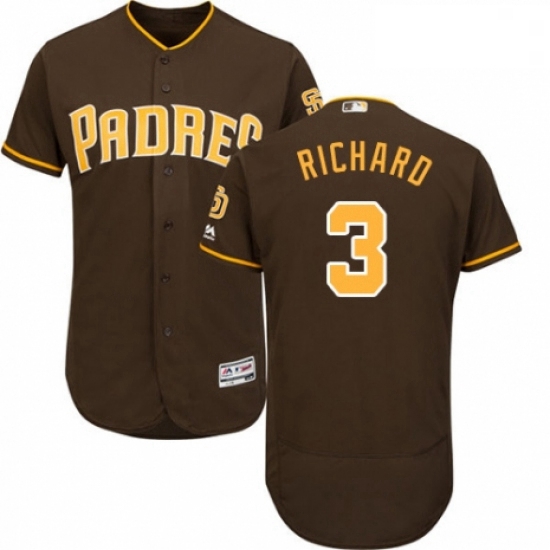 Mens Majestic San Diego Padres 3 Clayton Richard Brown Alternate Flex Base Authentic Collection MLB 