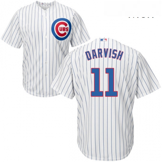 Mens Majestic Chicago Cubs 11 Yu Darvish Replica White Home Cool Base MLB Jersey