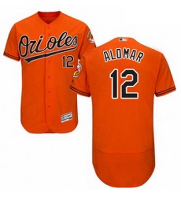 Mens Majestic Baltimore Orioles 12 Roberto Alomar Orange Alternate Flex Base Authentic Collection ML