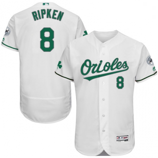 Mens Majestic Baltimore Orioles 8 Cal Ripken White Celtic Flexbase Authentic Collection MLB Jersey