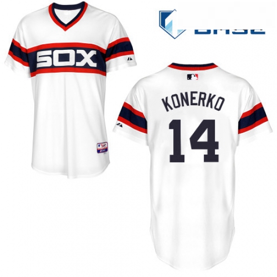 Mens Majestic Chicago White Sox 14 Paul Konerko Replica White 2013 Alternate Home Cool Base MLB Jers