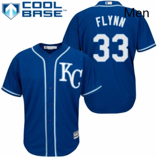 Mens Majestic Kansas City Royals 33 Brian Flynn Replica Blue Alternate 2 Cool Base MLB Jersey