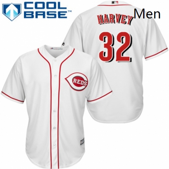 Mens Majestic Cincinnati Reds 32 Matt Harvey Replica White Home Cool Base MLB Jersey