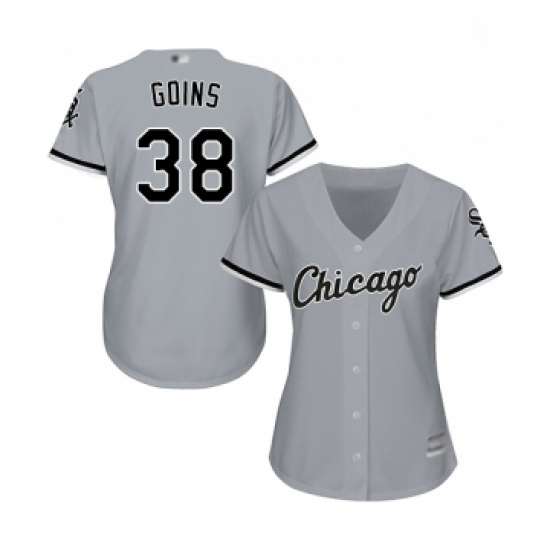 Womens Chicago White Sox 38 Ryan Goins Replica Grey Road Cool Base Baseball Jersey