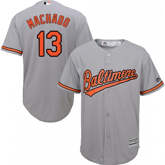 Youth Majestic Baltimore Orioles 13 Manny Machado Replica Grey R