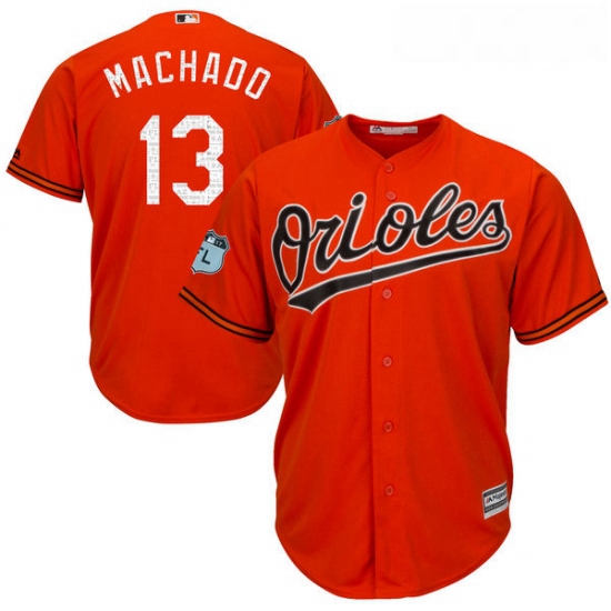 Youth Majestic Baltimore Orioles 13 Manny Machado Authentic Orange 2017 Spring Training Cool Base ML