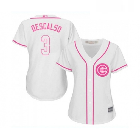 Womens Chicago Cubs 3 Daniel Descalso Authentic White Fashion Ba