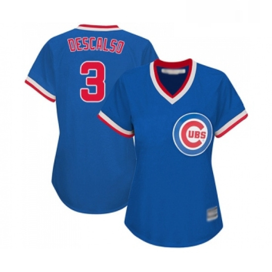 Womens Chicago Cubs 3 Daniel Descalso Authentic Royal Blue Cooperstown Baseball Jersey