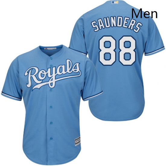 Mens Majestic Kansas City Royals 88 Michael Saunders Replica Light Blue Alternate 1 Cool Base MLB Je