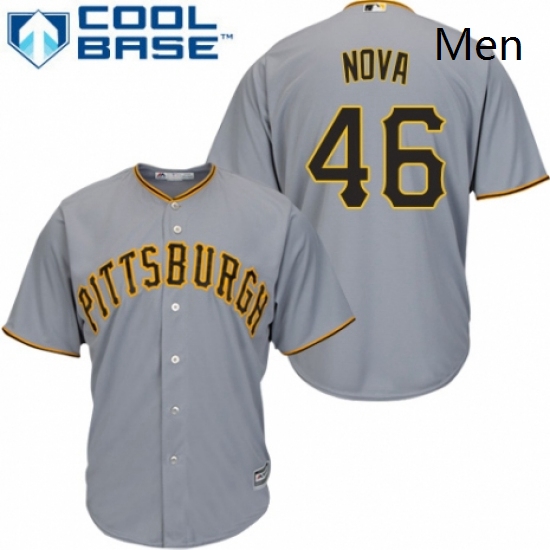 Mens Majestic Pittsburgh Pirates 46 Ivan Nova Replica Grey Road Cool Base MLB Jersey