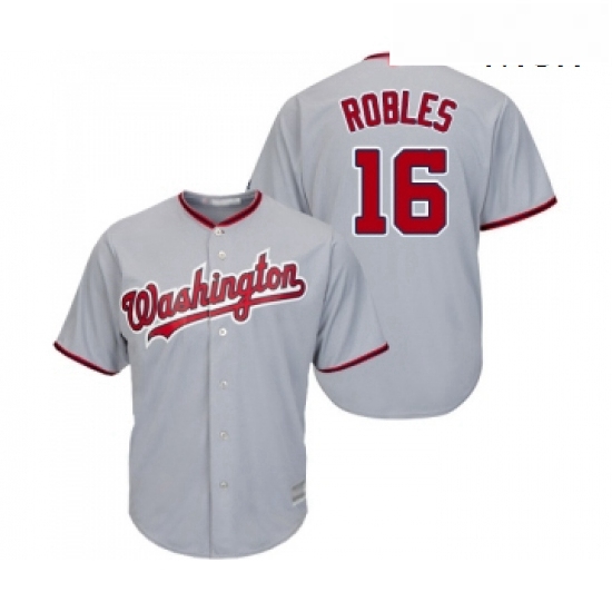 Mens Washington Nationals 16 Victor Robles Replica Grey Road Cool Base Baseball Jersey