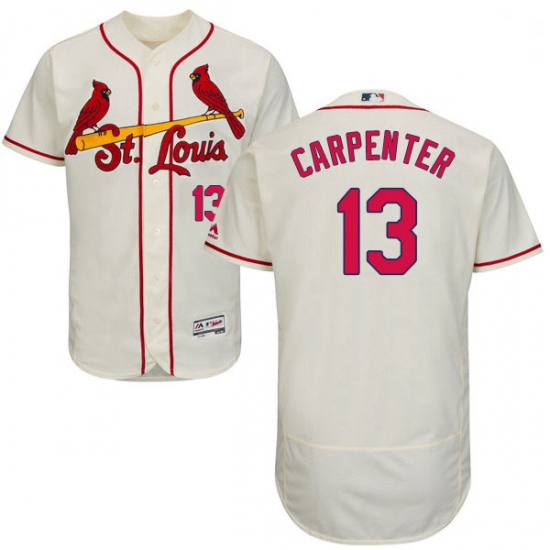 Mens Majestic St Louis Cardinals 13 Matt Carpenter Cream Alternate Flex Base Authentic Collection ML