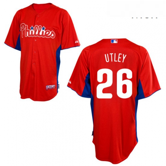 Mens Majestic Philadelphia Phillies 26 Chase Utley Replica Red 2