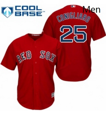 Mens Majestic Boston Red Sox 25 Tony Conigliaro Replica Red Alternate Home Cool Base MLB Jersey