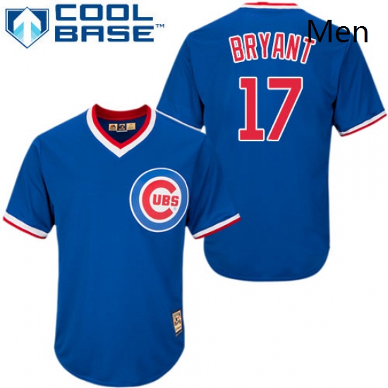 Mens Majestic Chicago Cubs 17 Kris Bryant Replica Royal Blue Coo
