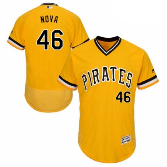 Mens Majestic Pittsburgh Pirates 46 Ivan Nova Gold Alternate Flex Base Authentic Collection MLB Jers